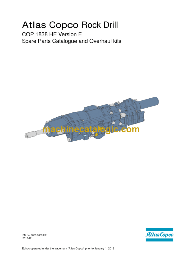 Atlas Copco COP 1838HE Rock Drill Parts Catalog