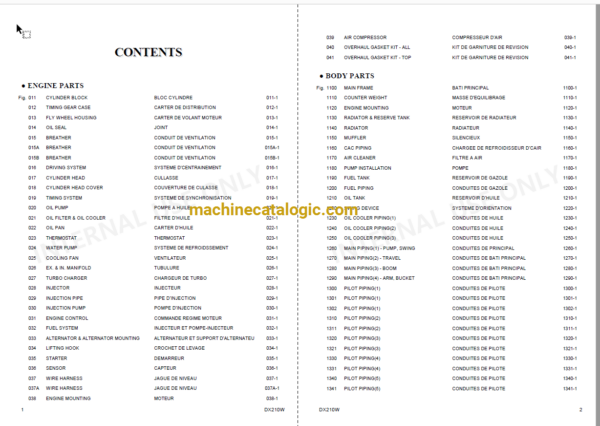 Doosan DX210W Tier 3 Excavator Parts Manual - Image 4