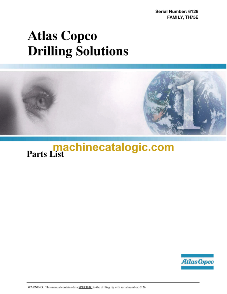 Atlas Copco TH75E Water Well Drills Parts Catalog