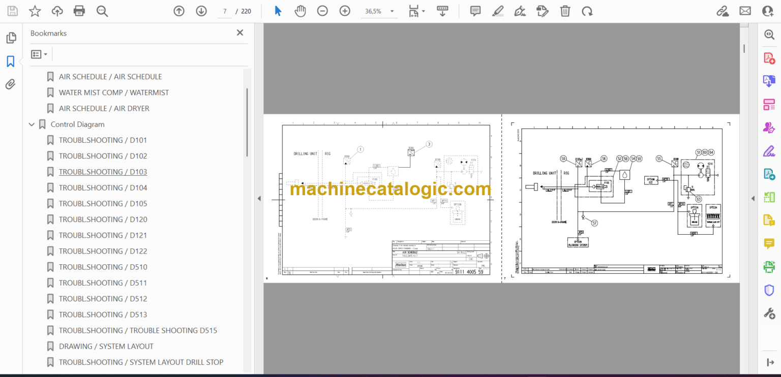 Atlas Copco Simba E7C Diagrams and Drawings Manual – Machine Catalogic