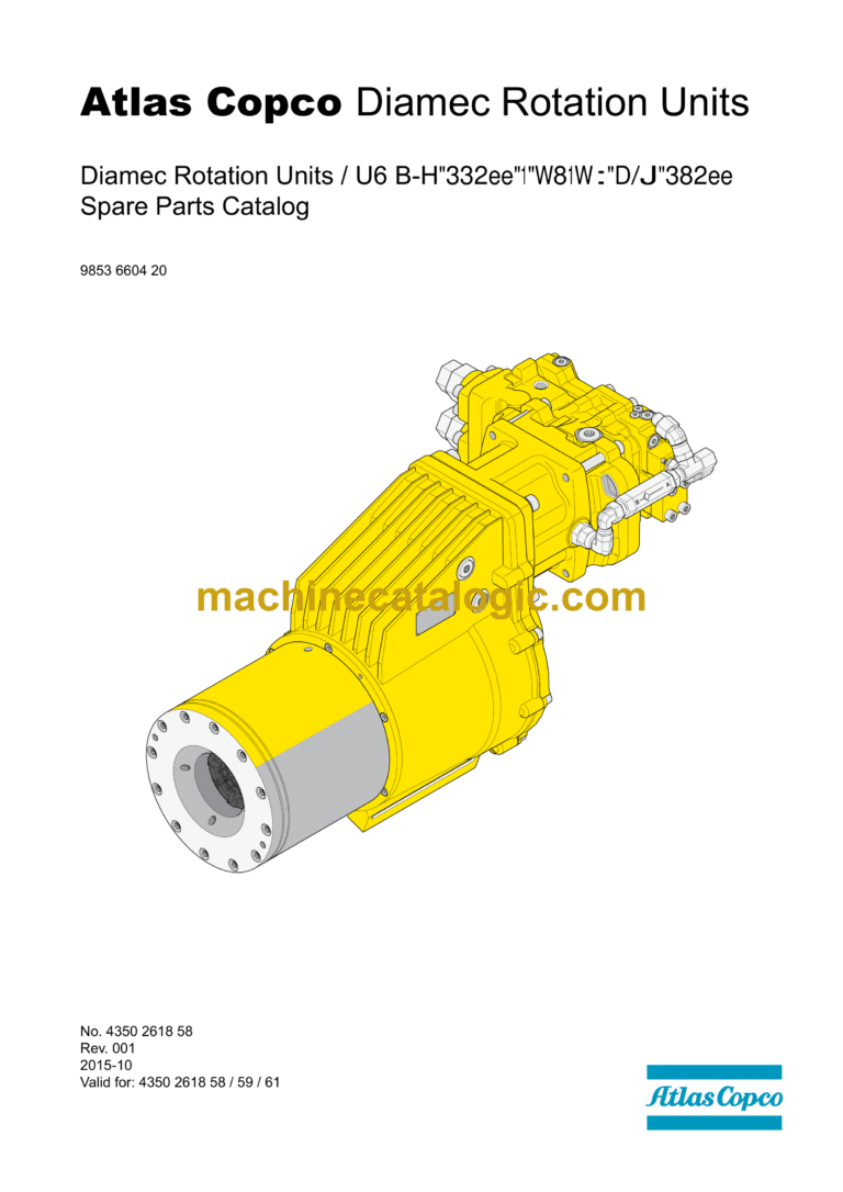 Atlas Copco U6 B-H 110cc U6, U8 B-H 160cc Diamec Rotation Units Parts Catalog