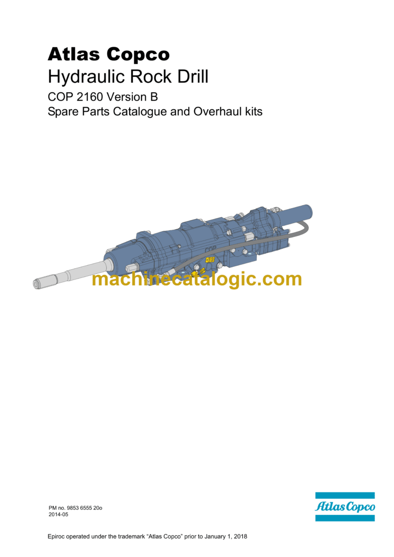 Atlas Copco COP 2160 Version B Hydraulic Rock Drill Parts Catalog