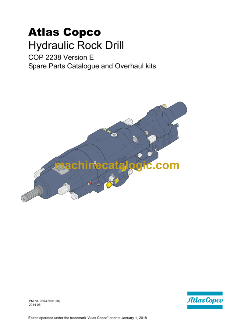 Atlas Copco COP 2238 Version E Hydraulic Rock Drill Parts Catalog