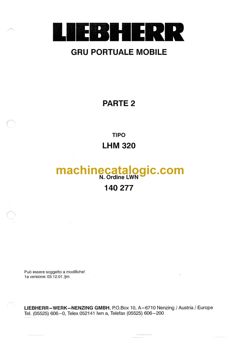 Liebherr LHM 180 (3509) Mobile Harbour Crane Betriebsanleitung (DE)