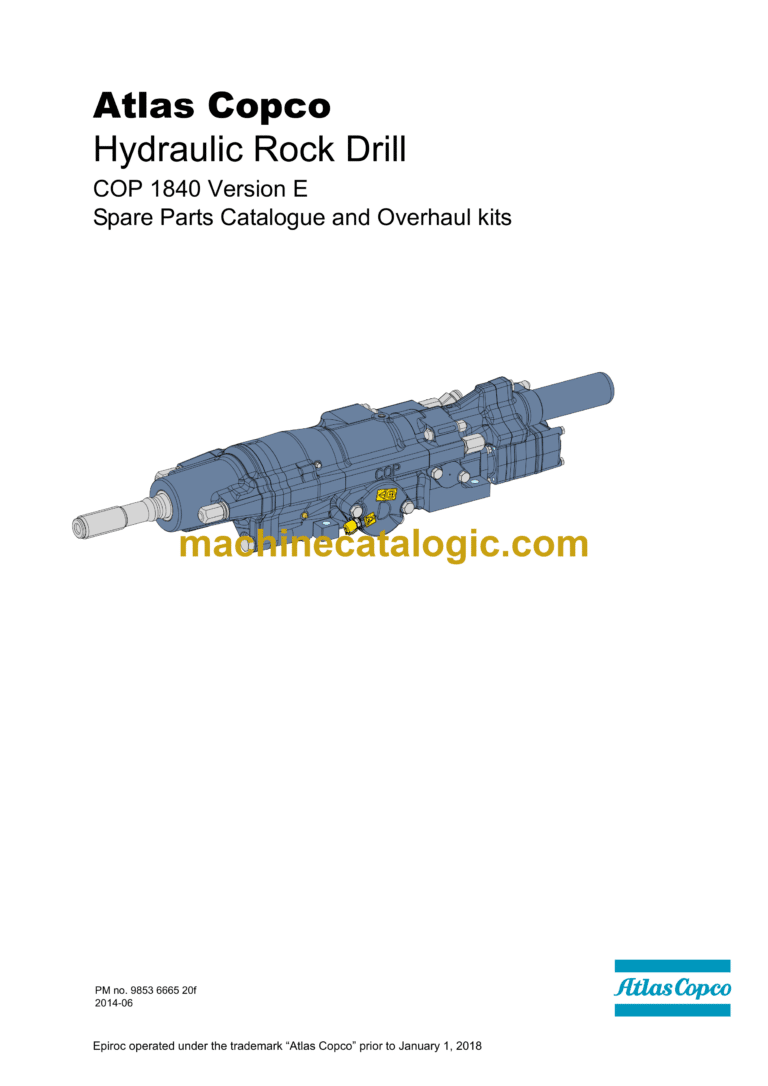Atlas Copco COP 1840 Version E Hydraulic Rock Drill Parts Catalog