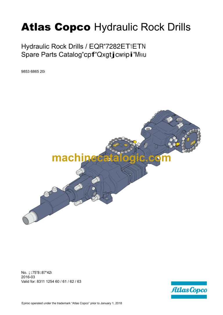 Atlas Copco COP 5060CR, COP 5060CRL Hydraulic Rock Drill Parts Catalog