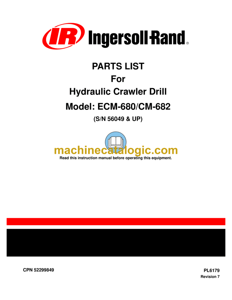 Atlas Copco ECM680, CM682 Hydraulic Crawler Drill Parts Catalog