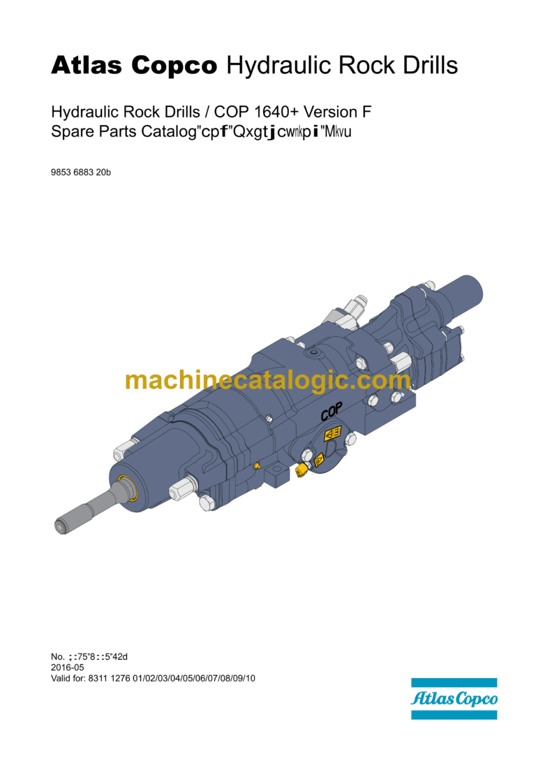 Atlas Copco COP 1640+ Version F Hydraulic Rock Drill Parts Catalog