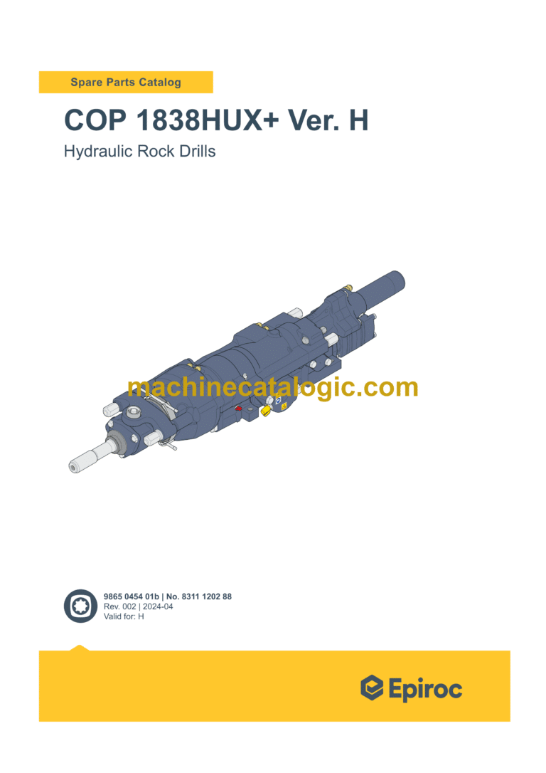 Epiroc COP 1838HUX+ Version H Hydraulic Rock Drills Parts Catalog