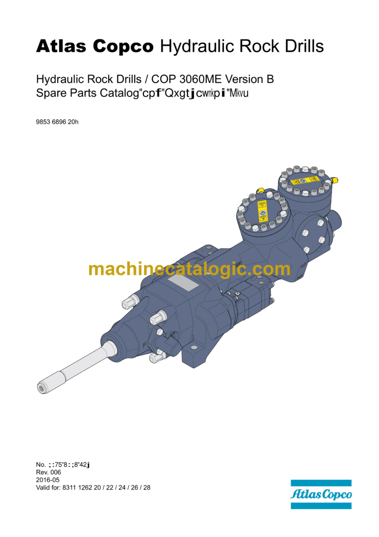 Atlas Copco COP 3060ME Version B Hydraulic Rock Drill Parts Catalog
