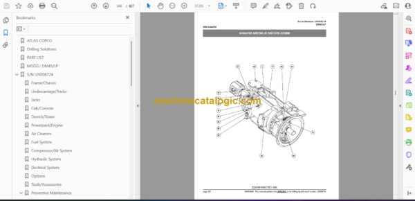 Atlas Copco DM45LP Rotary Blast Hole Rigs Parts Catalog - Image 2