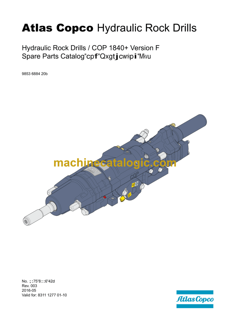 Atlas Copco COP 1840+ Version F Hydraulic Rock Drill Parts Catalog