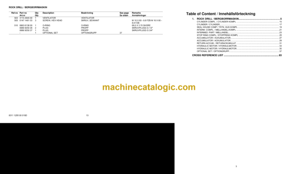 Atlas Copco COP 2160 Version B Hydraulic Rock Drill Parts Catalog - Image 4