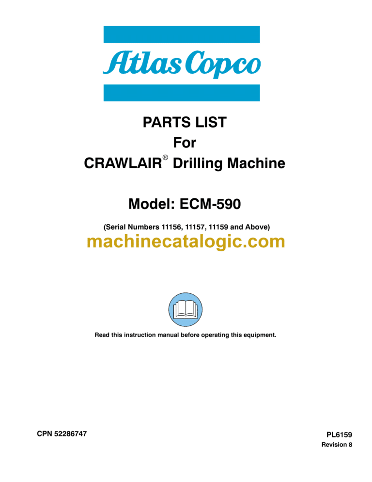 Atlas Copco ECM 590 Crawler Drilling Machine Parts Catalog