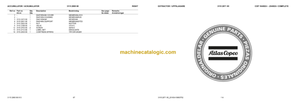 Atlas Copco COP 2540+ Version F Hydraulic Rock Drill Parts Catalog - Image 4