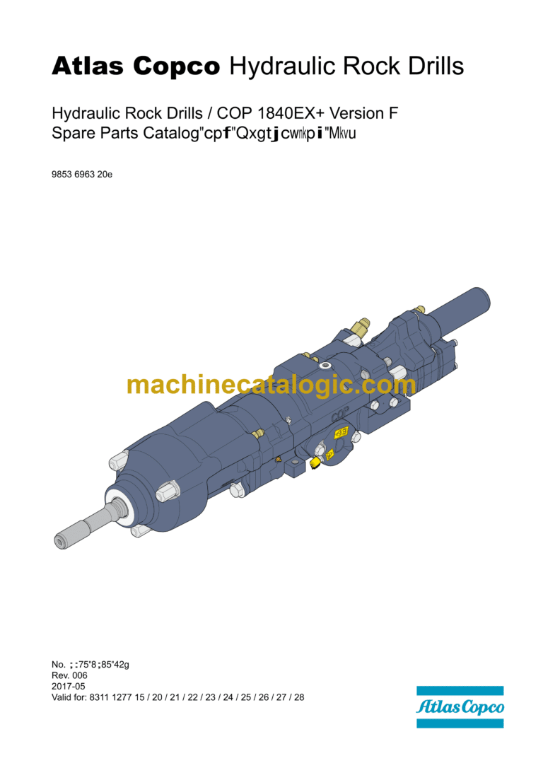 Atlas Copco COP 1840EX+ Version F Hydraulic Rock Drill Parts Catalog