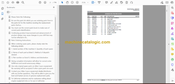 Atlas Copco PV235E RCS Pit Viper Parts Catalog - Image 2
