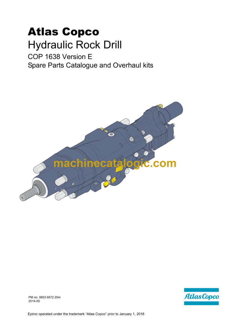 Atlas Copco COP 1638 Version E Hydraulic Rock Drill Parts Catalog