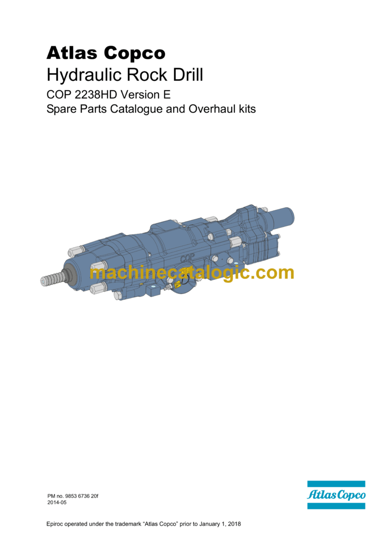 Atlas Copco COP 2238HD Version E Hydraulic Rock Drill Parts Catalog