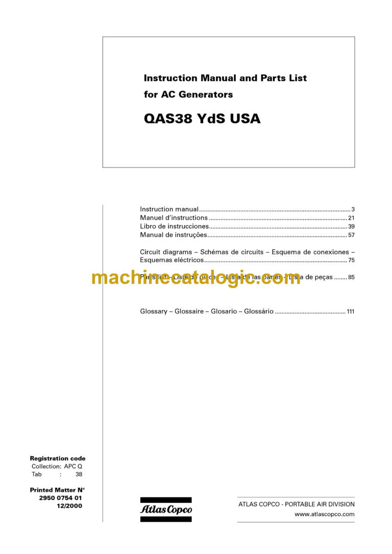 Atlas Copco QAS38 YdS Parts Catalog