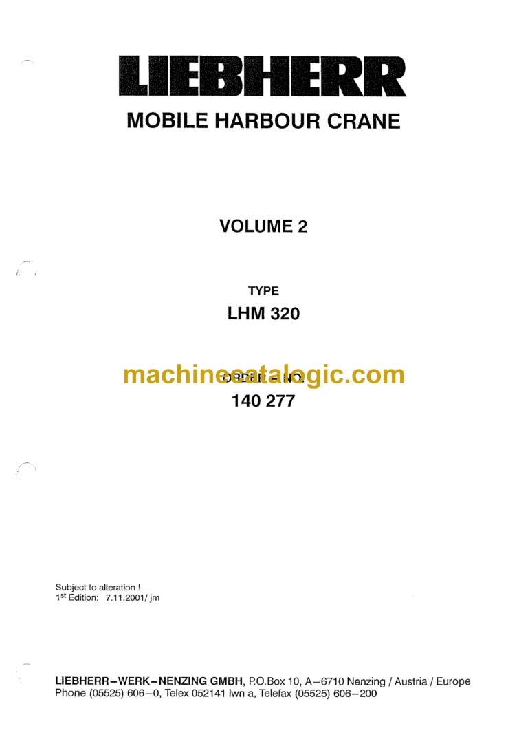 Liebherr LHM 320 Mobile Harbour Crane Technical Information (140277)