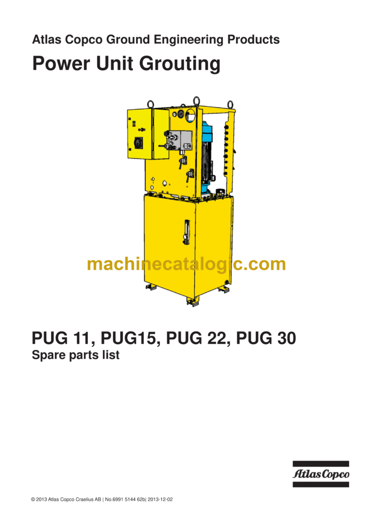 Atlas Copco PUG11, PUG15, PUG22, PUG30 Power Unit Grouting Parts Catalog