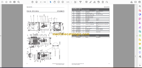Atlas Copco PUG11, PUG15, PUG22, PUG30 Power Unit Grouting Parts Catalog - Image 2