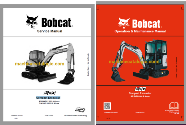 Bobcat E20 Compact Excavator Service, Operation and Maintenance Manual