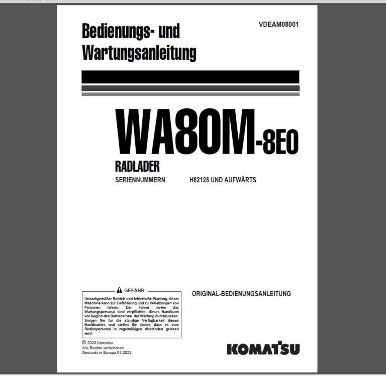Komatsu WA80M-8E0 RADLADER Bedienungs- und Wartungsanleitung Deutsch (VDEAM08001)