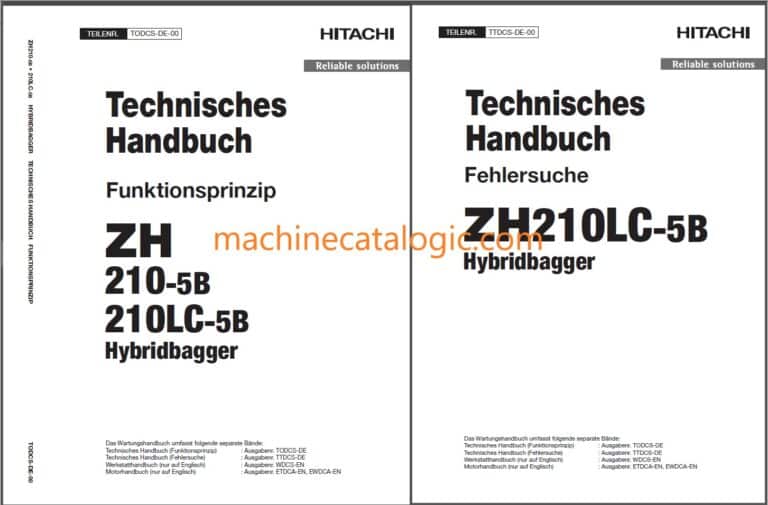 Hitachi ZH210-5B, ZH210LC-5B Hybridbagger – Technisches Handbuch (Funktionsprinzip & Fehlersuche, Deutsch, PDF)