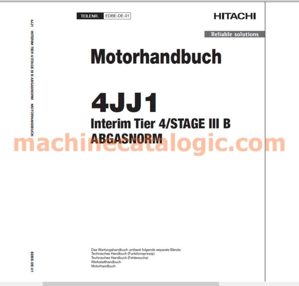 Hitachi 4JJ1 – Motorhandbuch nach Abgasnorm Stage III B (Deutsch, PDF)