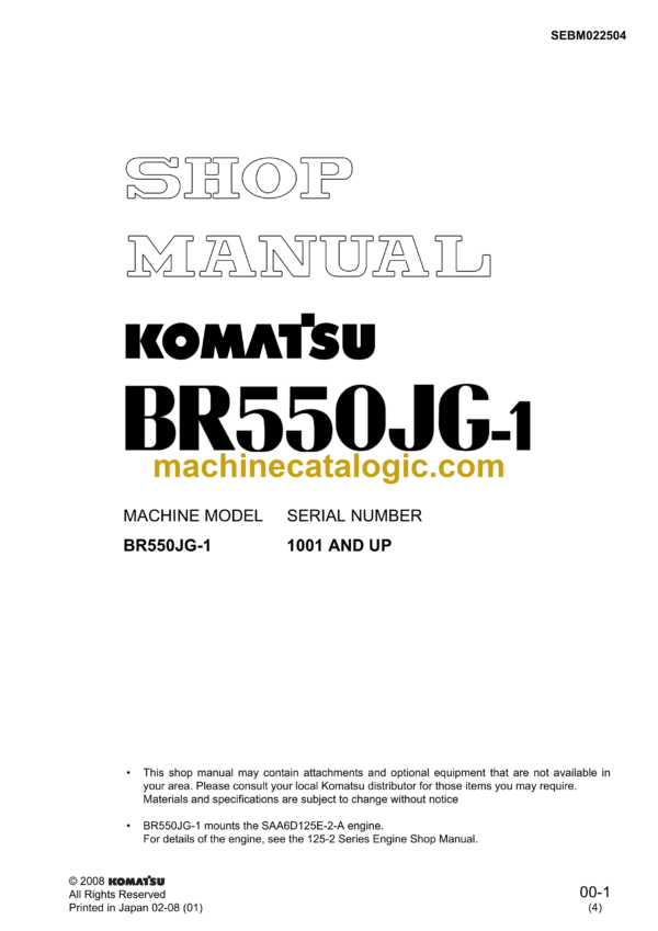 Komatsu BR550JG-1 Mobile Crusher Shop Manual (SEBM022504)