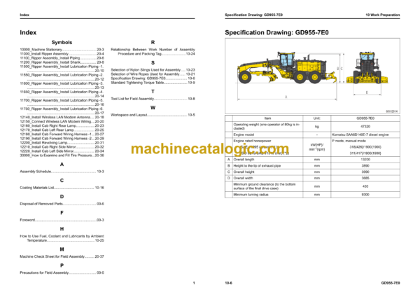 Komatsu GD955-7E0 Motor Grader Field Assembly Manual (GEN00277-01) - Image 3