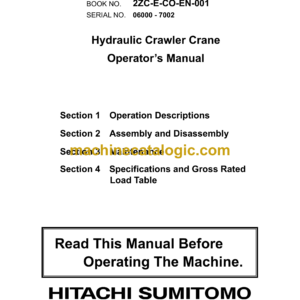 Hitachi Sumitomo 6000SLX Hydraulic Crawler Crane Operator's Manual