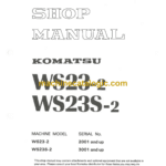 Komatsu WS23-2, WS23S-2 Motor Scraper Shop Manual (SEBM02870205)
