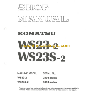 Komatsu WS23-2, WS23S-2 Motor Scraper Shop Manual (SEBM02870205)