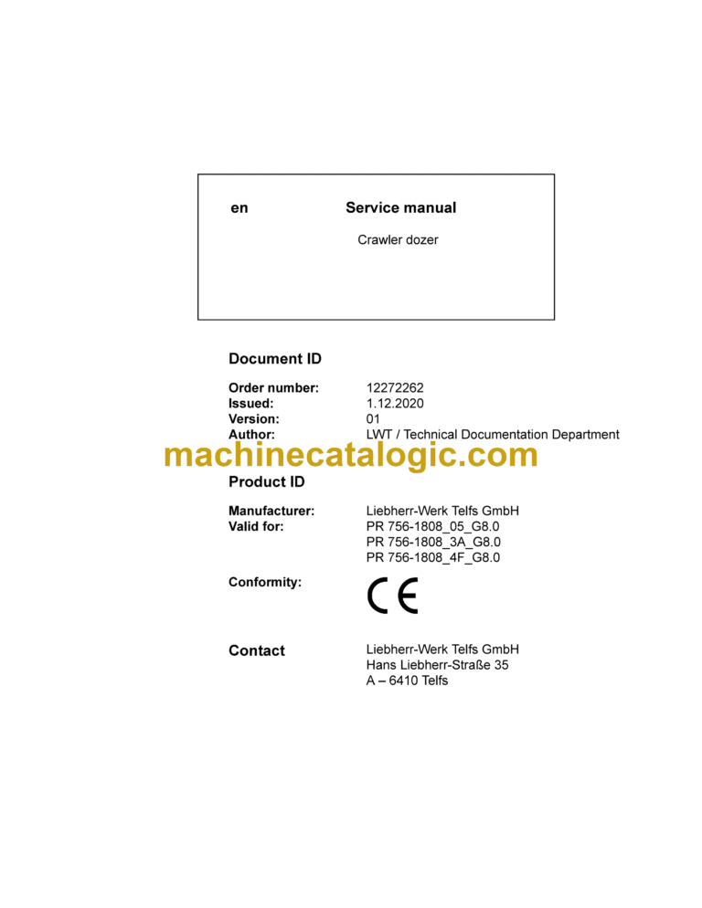 Liebherr PR 756 Crawler Dozer Service Manual [1808_3A_4F_05_G8.0_19862_12-2020]