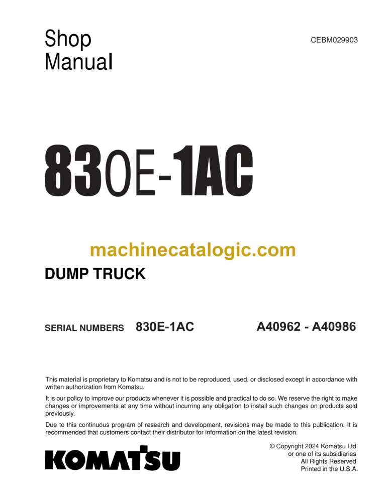 Komatsu 830E-1AC Dump Truck Shop Manual (CEBM029903)