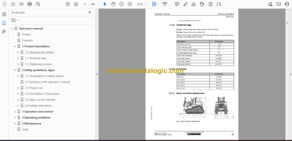 Liebherr PR 766 Crawler Dozer Operating Manual (From SN 18190) - Image 2
