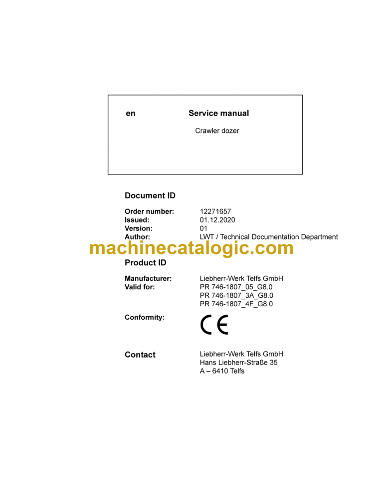 Liebherr PR 746 Crawler Dozer Service Manual [1807_3A_4F_05_G8.0_19185_12-2020]