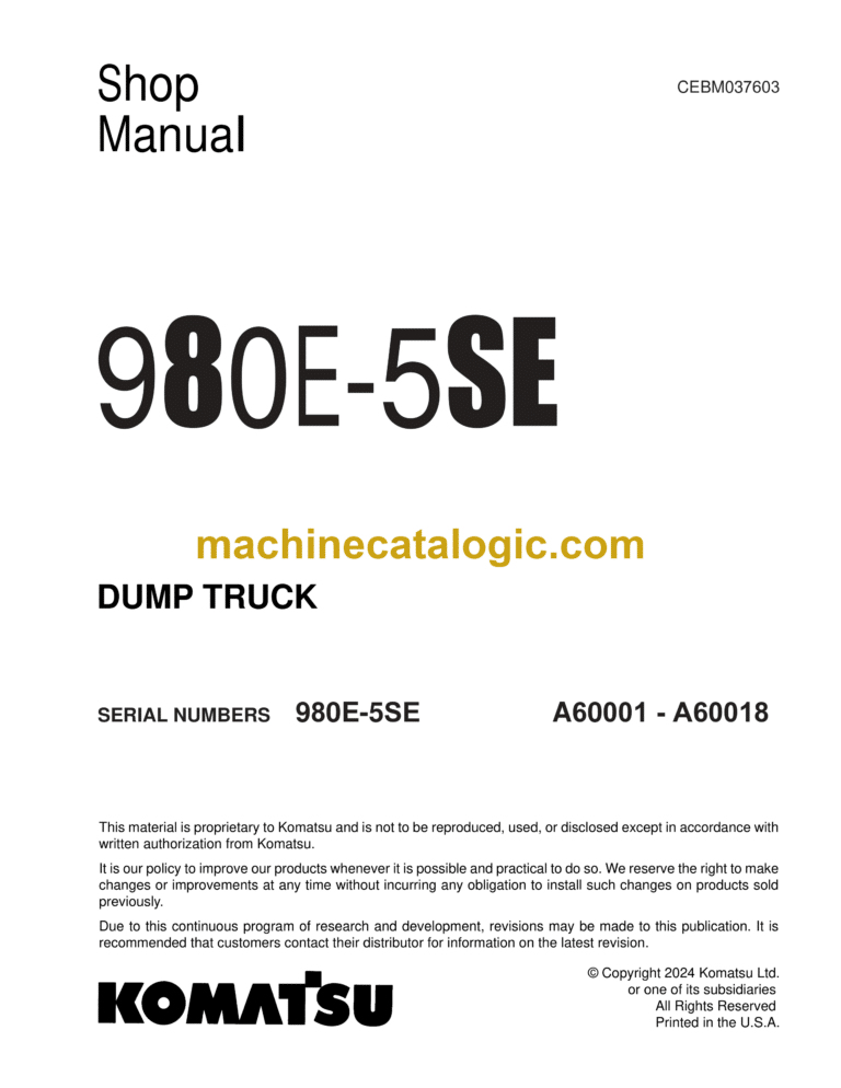 Komatsu 980E-5SE Dump Truck Shop Manual (CEBM037603)
