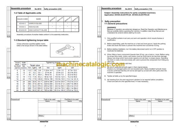 Komatsu D51EX-24, D51PX-24, D51EXi-24, D51PXi-24 Bulldozer Field Assembly Manual (GEN00293-00) - Image 4
