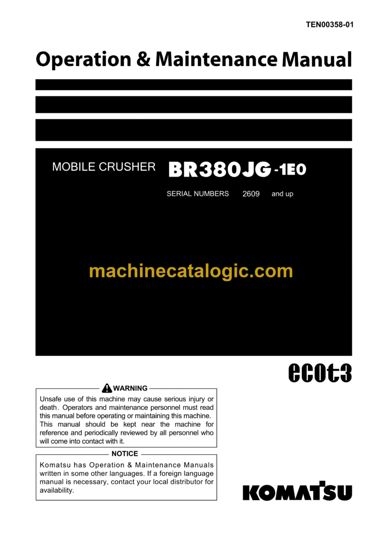 Komatsu BR380JG-1E0 Mobile Crusher Operation and Maintenance Manual (TEN00358-01)