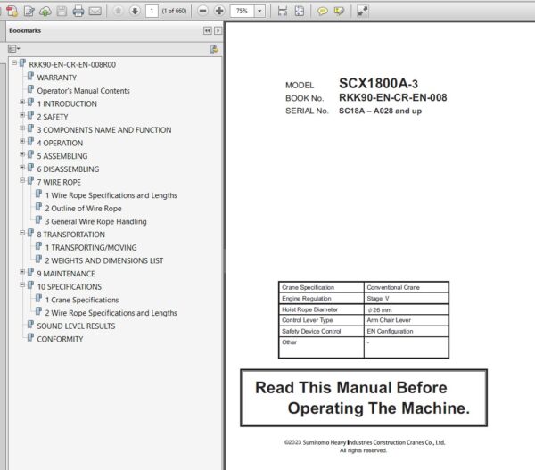 Hitachi Sumitomo HSC Crane Operator's and Maintenance Manual PDF 2025 All Models (14.1 GB) - Image 2