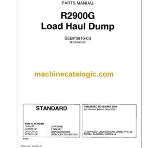 Hitachi R2900JLK Load Haul Dump Parts Catalog