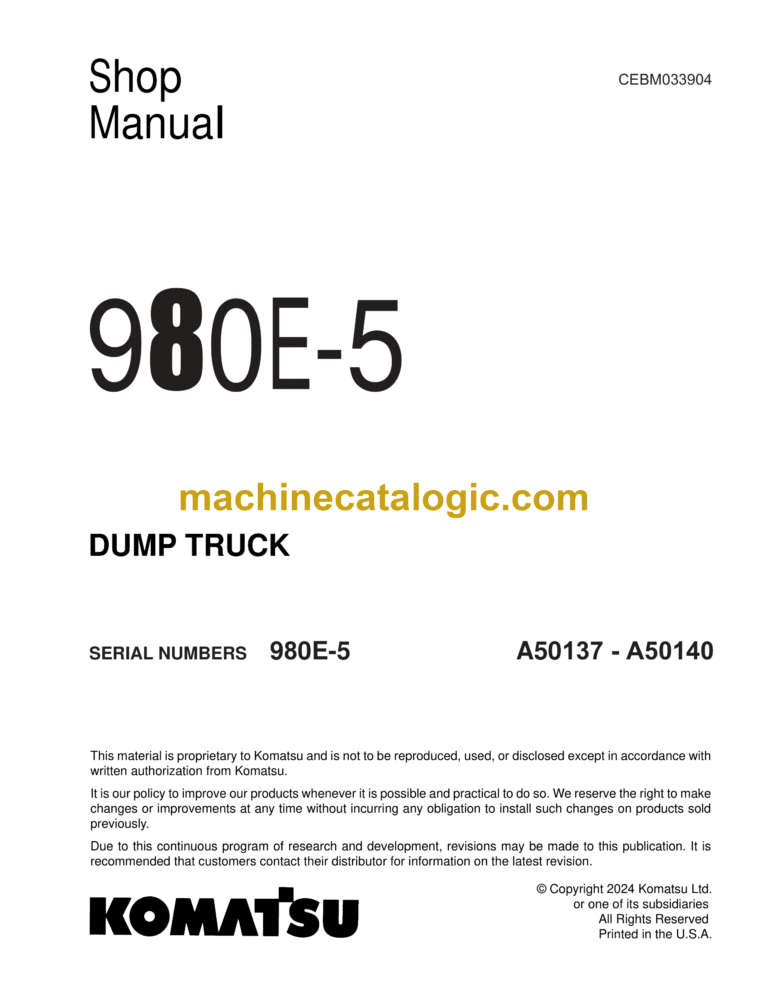 Komatsu 980E-5 Dump Truck Shop Manual (CEBM033904)