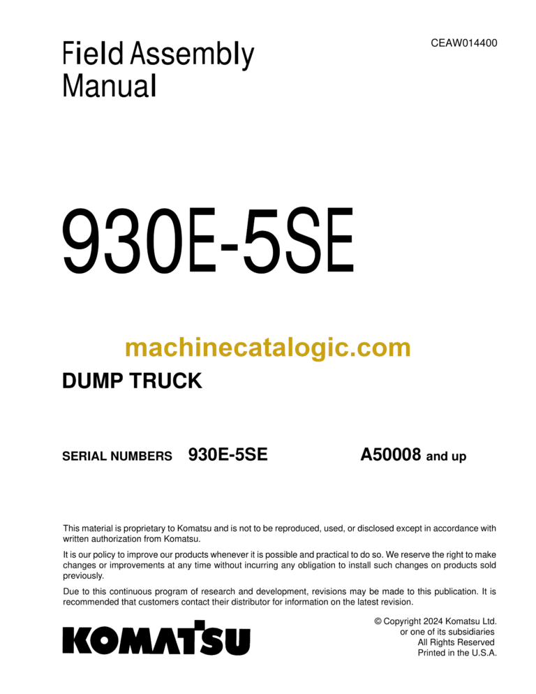 Komatsu 930E-5SE Dump Truck Field Assembly Manual (CEAW014400)