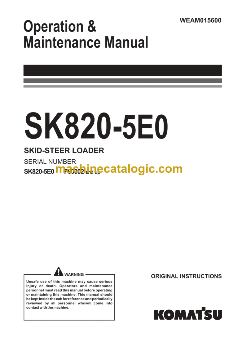 Komatsu SK820-5E0 Skid Steer Loader Operation and Maintenance Manual (WEAM015600)