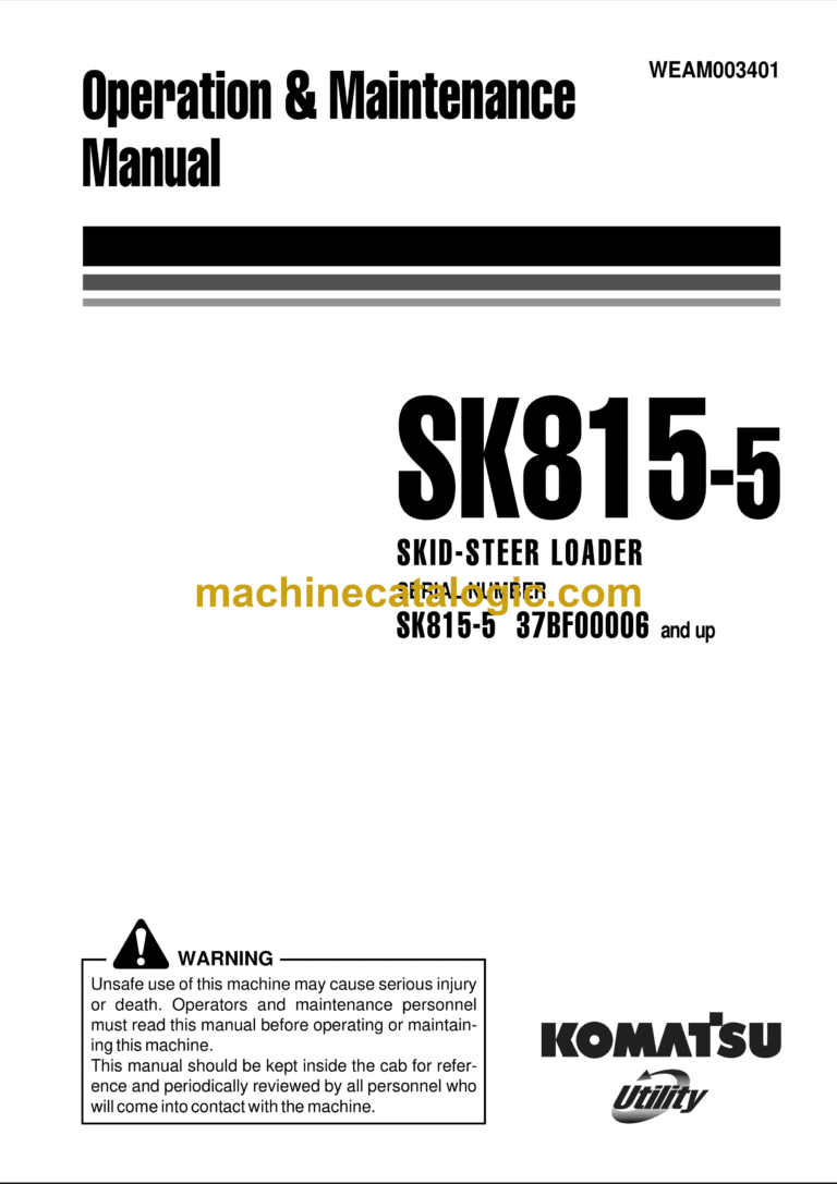 Komatsu SK815-5 Skid Steer Loader Operation and Maintenance Manual (WEAM003401)