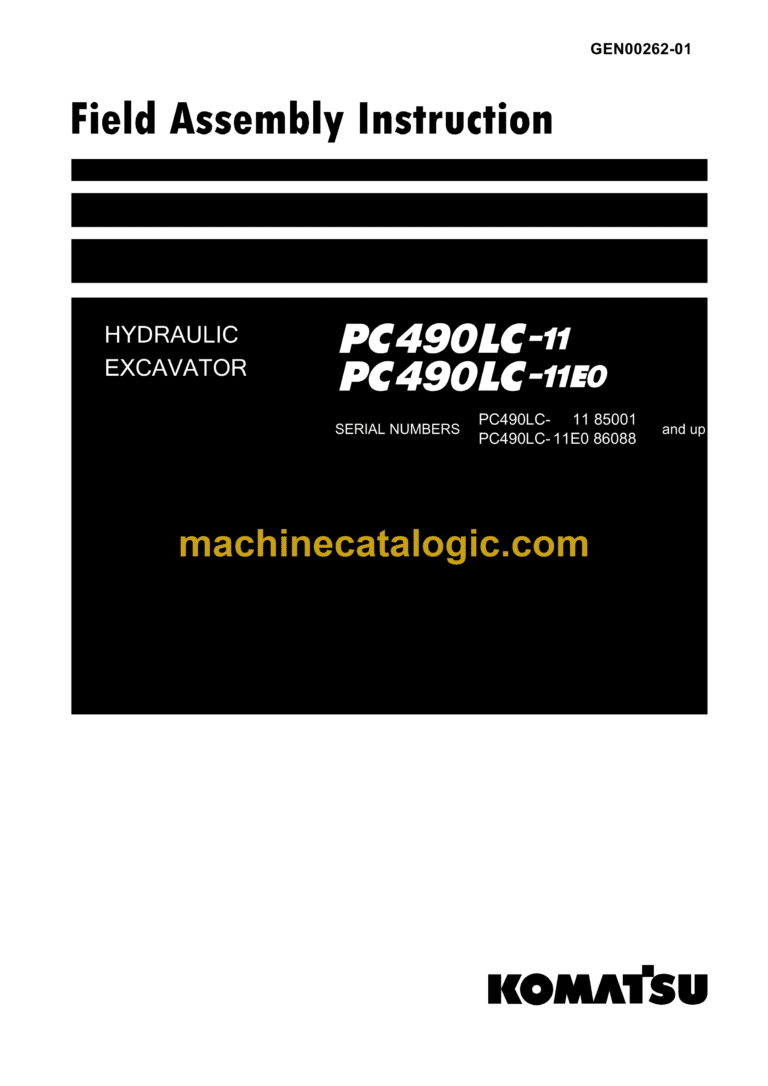 Komatsu PC490LC-11, PC490LC-11E0 Hydraulic Excavator Field Assembly Manual (GEN00262-01)